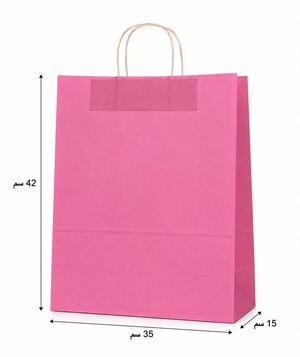 شنطة كرافت ورق *بينك* – 42 × 35 × 15 سم